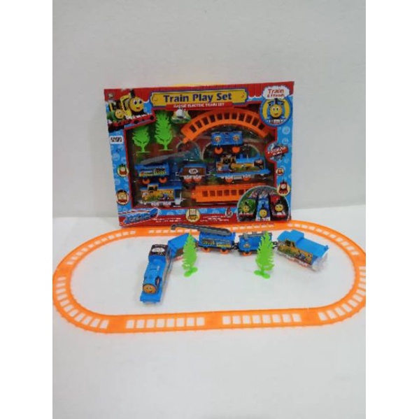 Mainan Anak Thomas Free batrai rel track kereta api train play set 5 gerbong