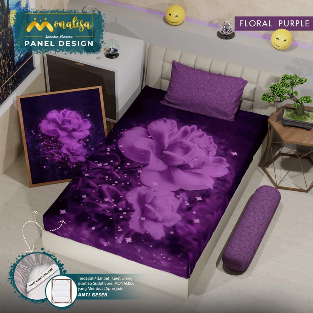 RC SPREI MONALISA PANEL DESIGN MOTIF BARU UKURAN 120X200CM