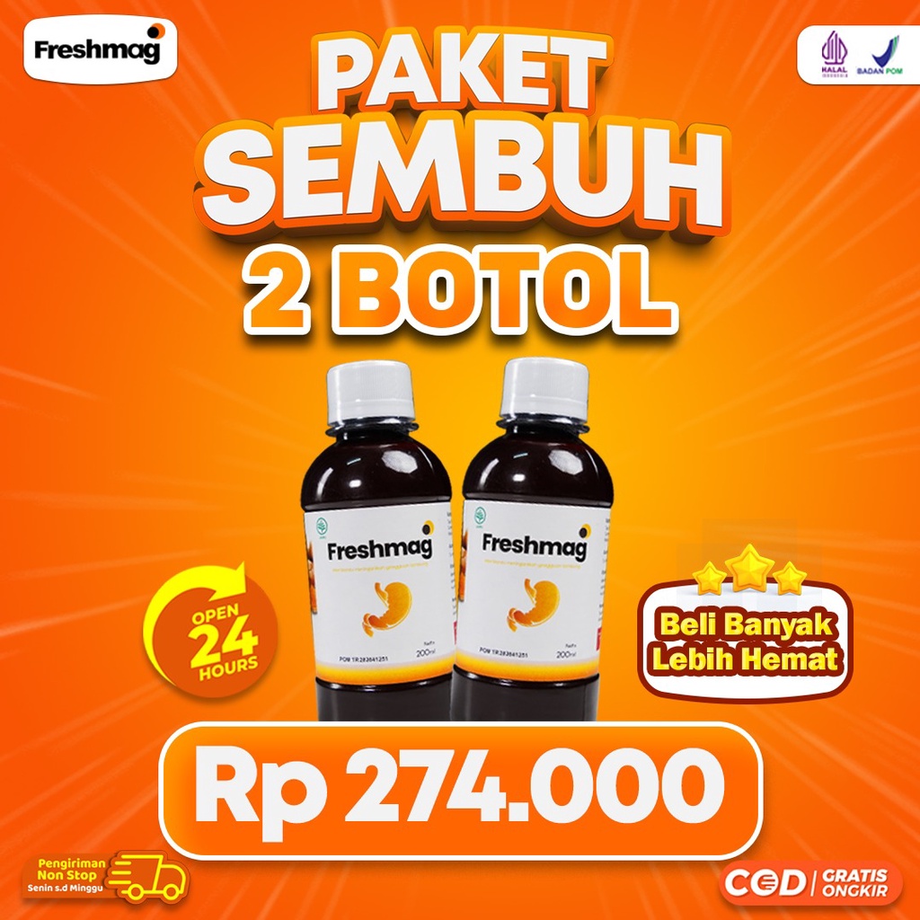 Paket Freshmag 2 botol - Madu Herbal Atasi Gerd Asam Lambung &amp; Maag Kronis Tingkatkan Nafsu Makan Magh Lancarkan Pencernaan &amp; Sirkulasi Darah Freshmaag Fresh Maag Presmag Isi 200ml