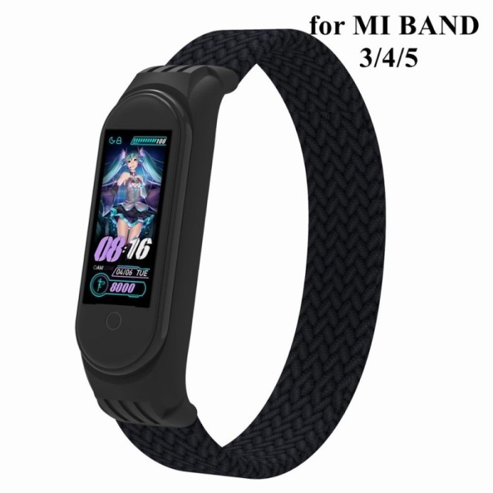 Ready...Ready...Ready...] Mi Band 6 5 4 3 Braided Solo Loop Silicone Stretchable Strap KEPANG