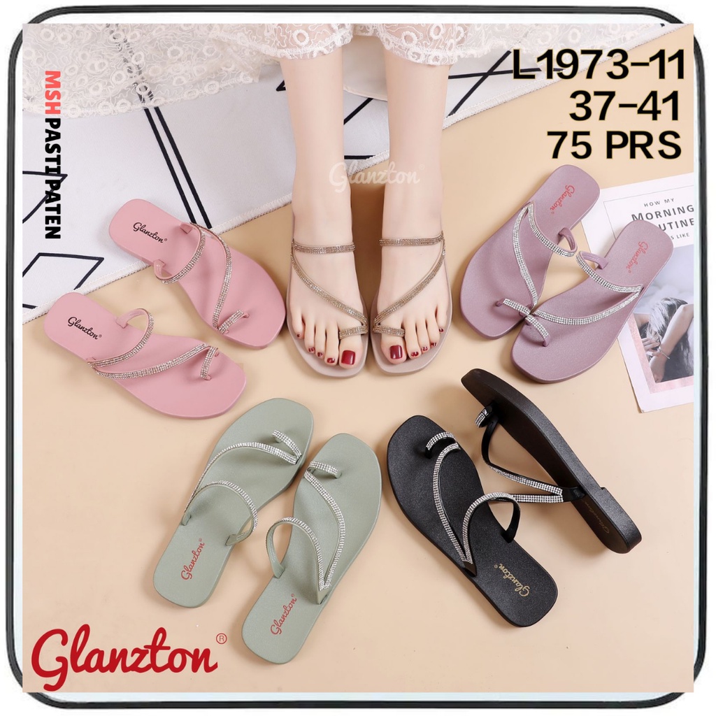 Sandal Jelly Teplek Import Glanzton 1973 Wanita / Sandal Glitter