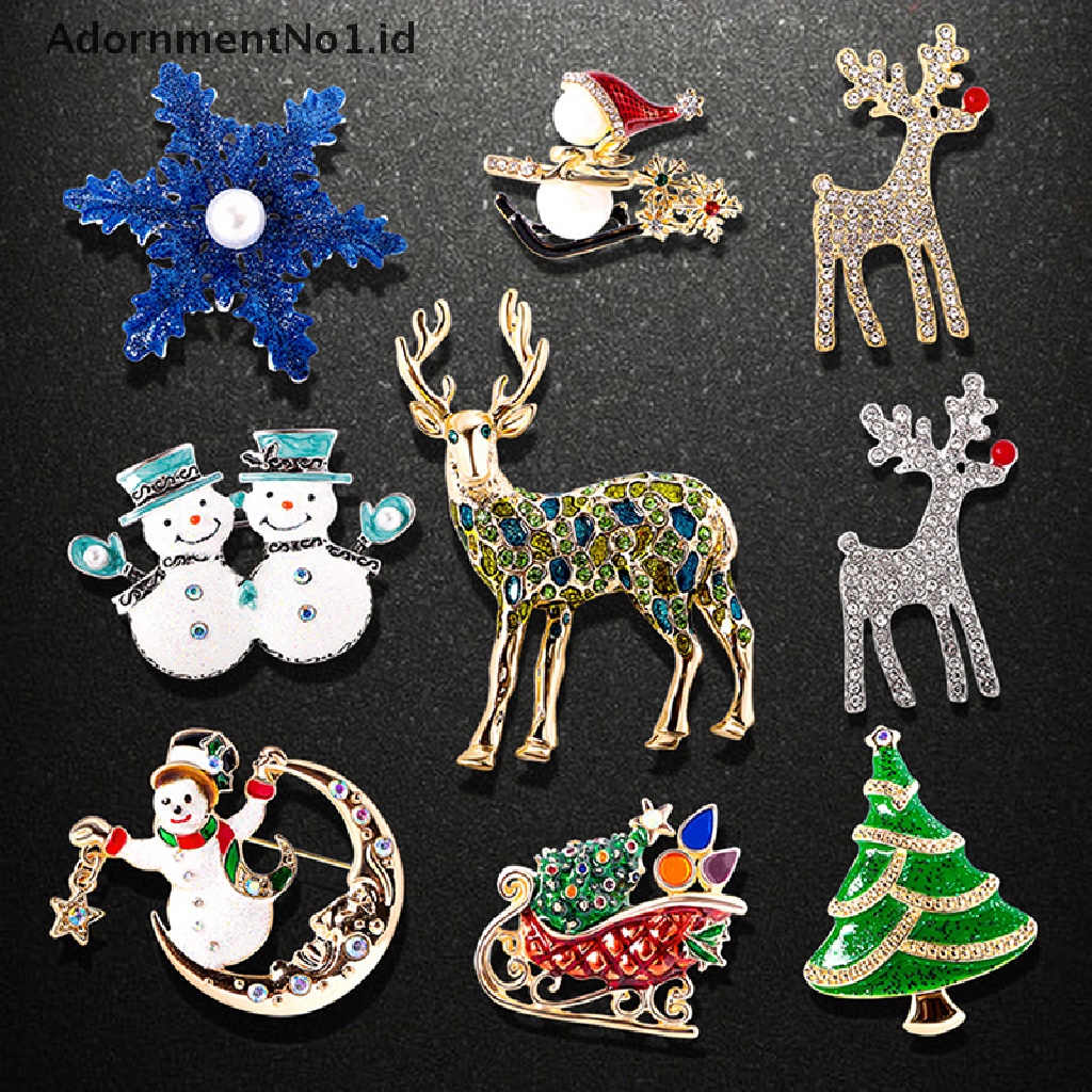 [AdornmentNo1] Indah Natal Bros Snowman Santa Claus Pin Fashion Perhiasan Hadiah Natal Dekorasi Bros [ID]