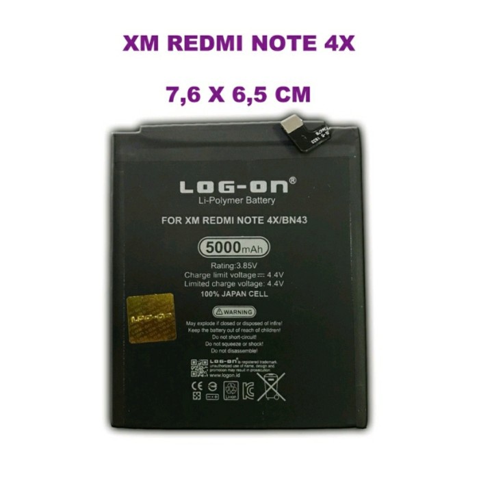 BATRE BATERAI XIAOMI REDMI NOTE 4X BN43 DOUBLE POWER LOG ON BN 43