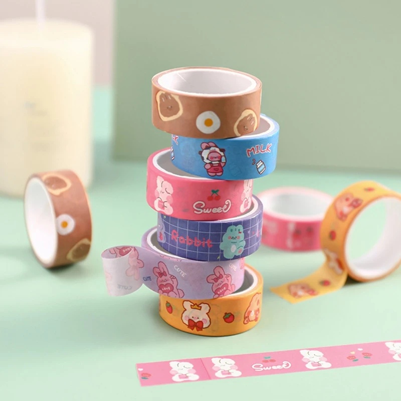 Kawaii Kartun Beruang Kertas Tape/Gadis Lucu Hati DIY Tangan Dekorasi Aksen Stiker Warna