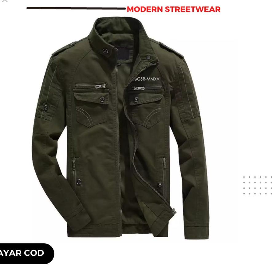 ♚ Jaket Casual Jacket Pria Polos Canvas Sleting Saku Dalam Tebal Terizla ❈
