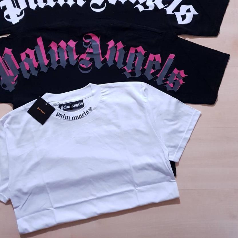 ☆ KAOS BAJU TSHIRT PALM ANGELS BASIC WHITE BLACK PINK QUALITY ORIGINAL COMPLETE TAG ☎