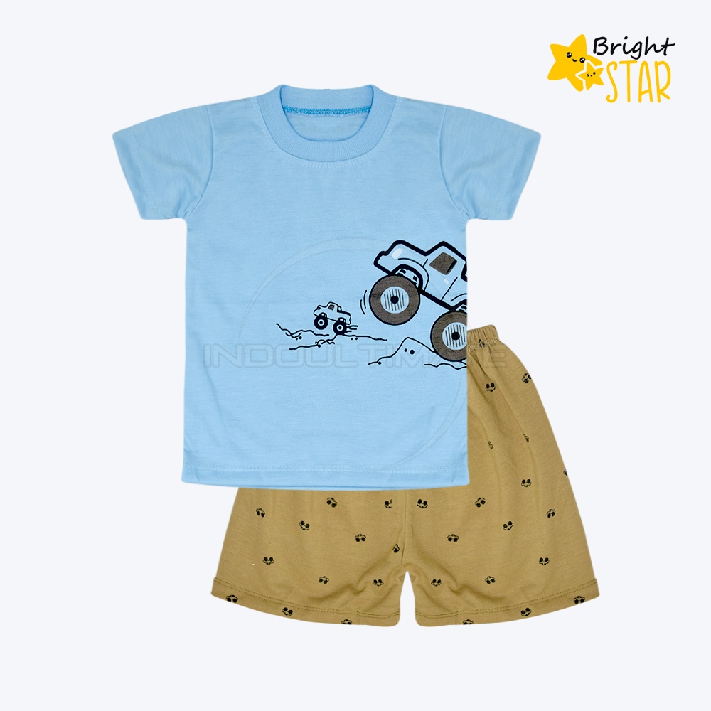 BRIGHT STAR SBJS-S016 Setelan Baju Bayi Lengan Pendek + Celana Pendek Bayi Baju Bayi 0-1 Tahun 1-2 Tahun Baju  Bayi Baru Lahir Baju Tidur Bayi Baju Harian Bayi Atasan Kaos Bayi Pakaian Bayi Celana Panjang bayi Celana Bayi Perlengkapan Bayi Baru lahir