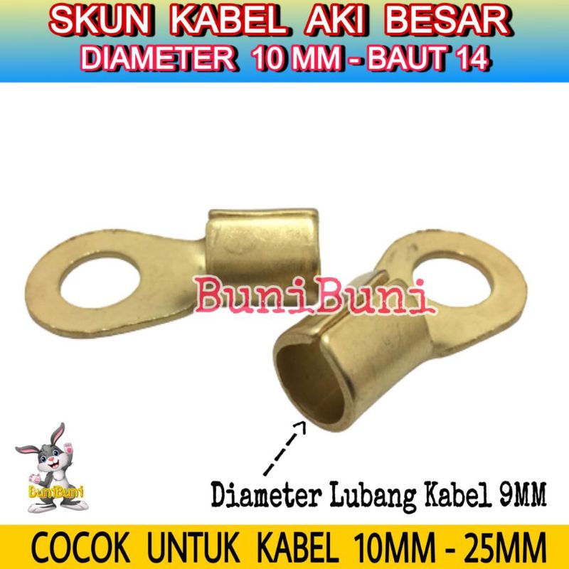 TERMINAL Skun Klem Kabel Aki BESAR Ring BULAT M10 BAUT 14 - KUNING 70A