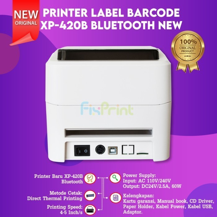 FixPrint Printer Barcode Thermal XPrinter XP-420B / 420B XP-4601B 460B USB + WiFi + Bluetooth LPT360 LPT368 Print Label Stiker Pengiriman Resi Shopee Online Shop