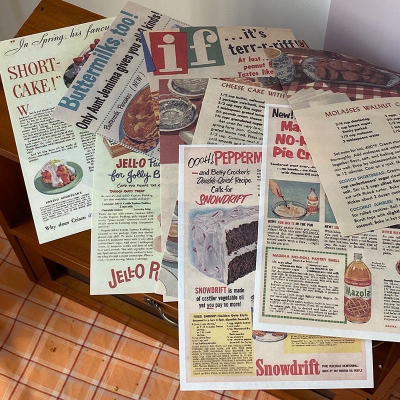 10 lembar Poster Cake Recipe Wall Decor Vintage retro paper kertas Dekorasi hiasan dinding resep kue