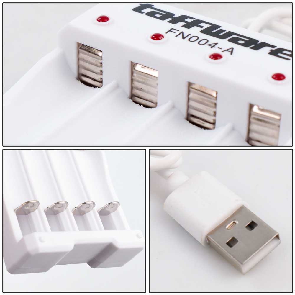 (BISA COD) FTIHSHP  Charger Baterai USB Plug 4 slot for AA/AAA - FN004-A