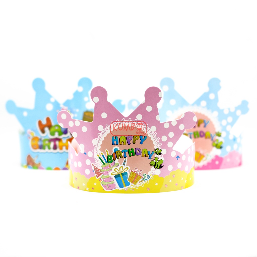 Topi Ulang Tahun Lingkar Mahkota Happy Birthday Crown Glossy Dekorasi Pesta