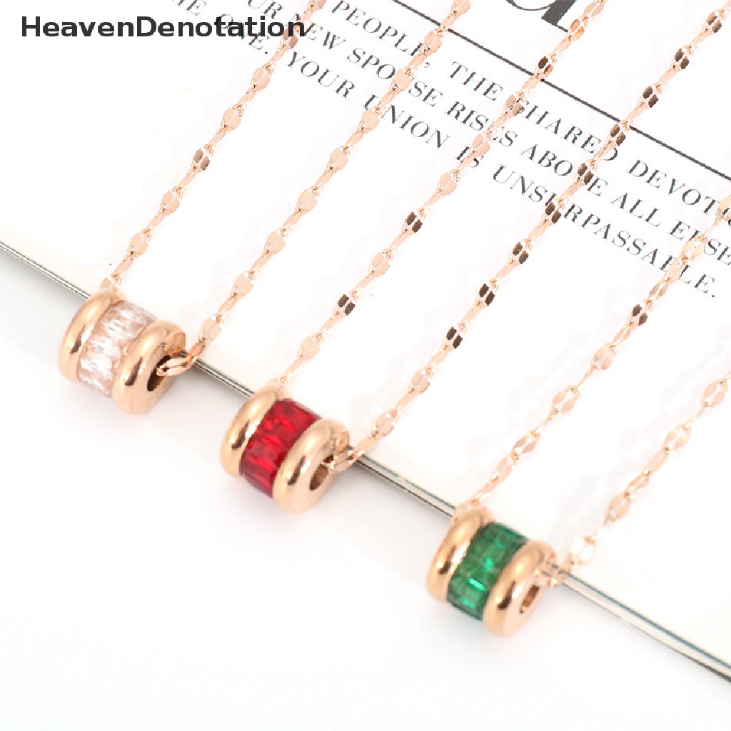 [HeavenDenotation] Fashion Lucu Beruntung Kristal Liontin Kalung Untuk Wanita Bulat Liontin Kalung Gaya Minimalis Perhiasan Pernikahan Klavikula Rantai Aksesoris HDV