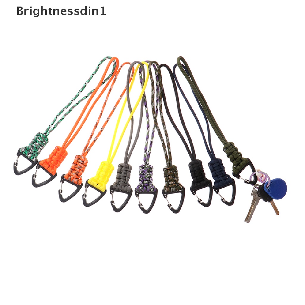 [Brightnessdin1] Paracord Gantungan Kunci Braided Lanyard Triangle Buckle Hook Parachute Cord Carabiner Butik