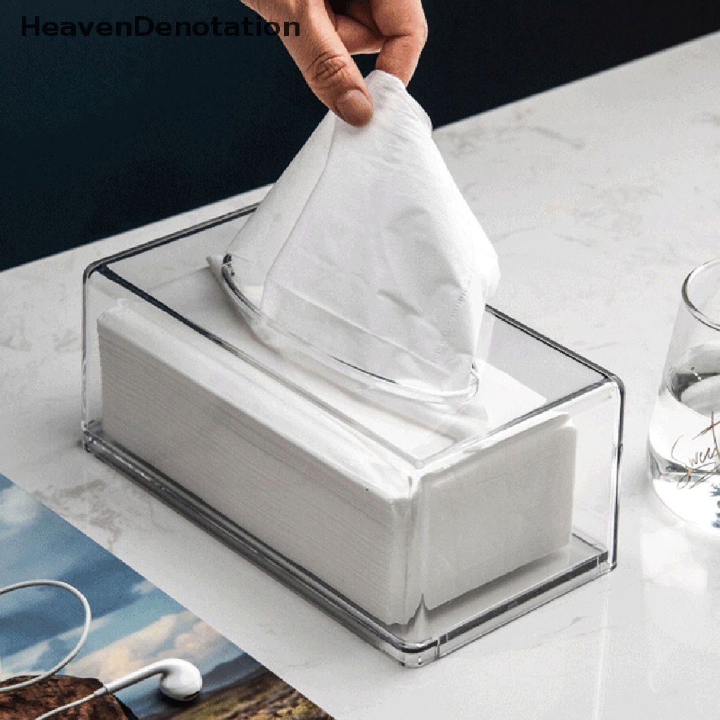 [HeavenDenotation] Kotak Tisu Akrilik Bening Baru Holder Dispenser Napkin Holder Kotak Penyimpanan Tissue HDV