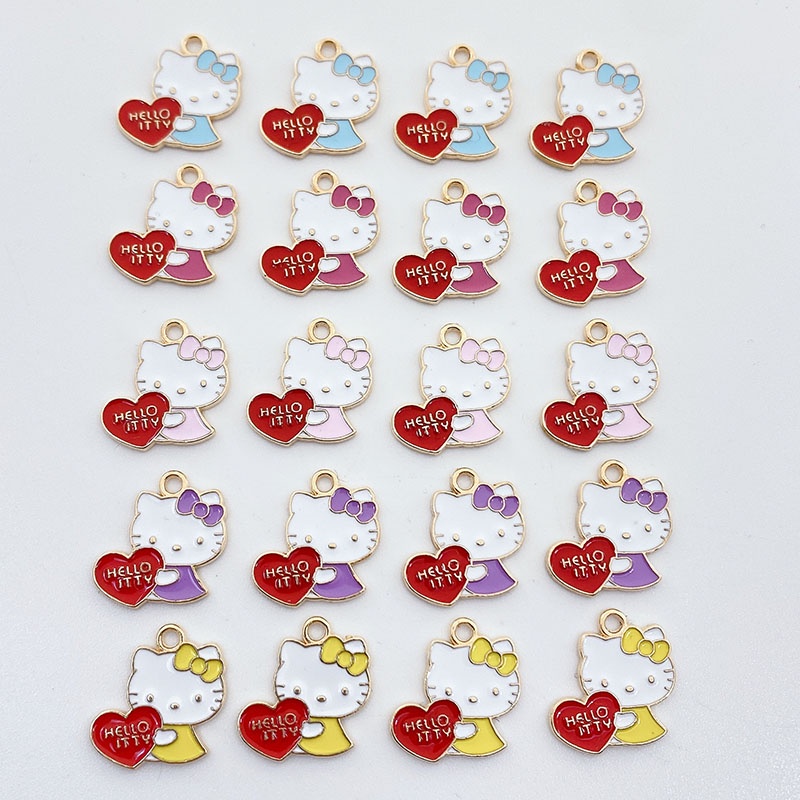 4pcs Alloy Drop Oil Love Kitten Pendant Perhiasan Anting Kalung Liontin Handmade DIY Bahan