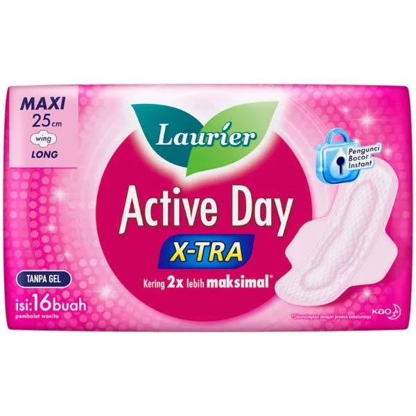 [16PCS] [25CM] [DAY] Laurier Active Day X-tra Pembalut Wanita Long Wing 25cm 16s_Cerianti