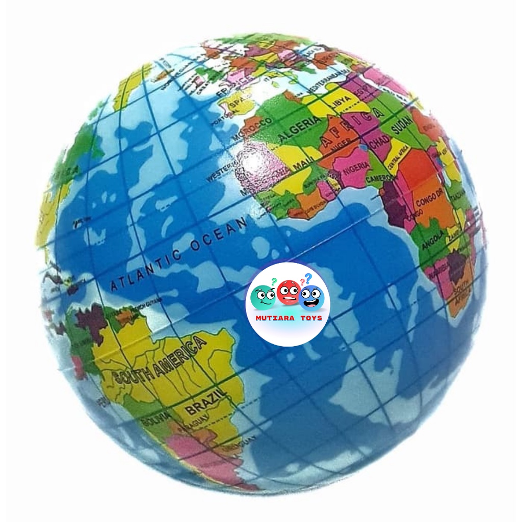 MUTIARATOYS Mainan Bola Karet Globe Peta Dunia