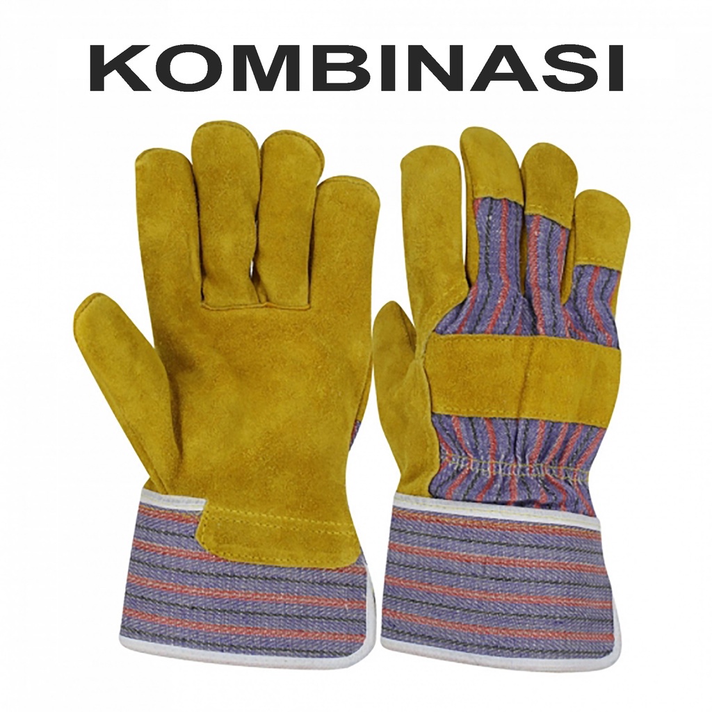 Sarung Tangan Las Kombinasi Kulit Tebal Anti Panas Welding Safety Gloves / Sarung Tangan Las Kulit T