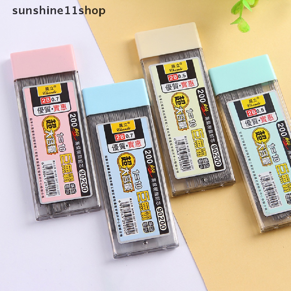 Sho 200 Pcs 0.5/0.7mm Mekanik Pensil Memimpin 2B Batang Pensil Otomatis Pensil Core Isi Ulang Kantor Sekolah Seni Sketsa Menggambar Perlengkapan N