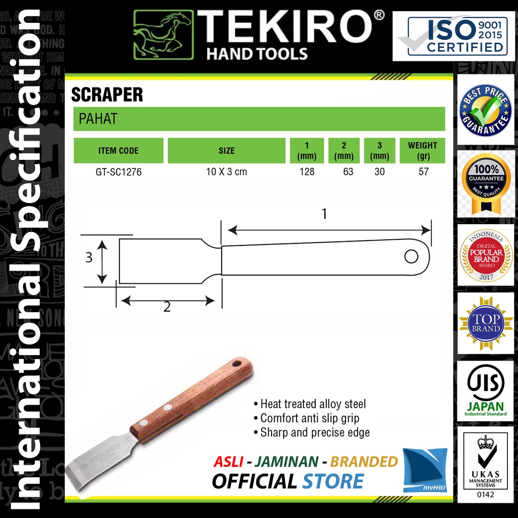 Pahat 18 cm / Kerokan Karat / Scrapper TEKIRO