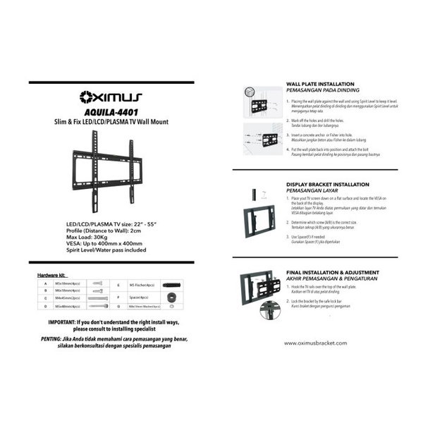 Bracket TV LED Monitor Oximus Aquila 4401 22 - 55