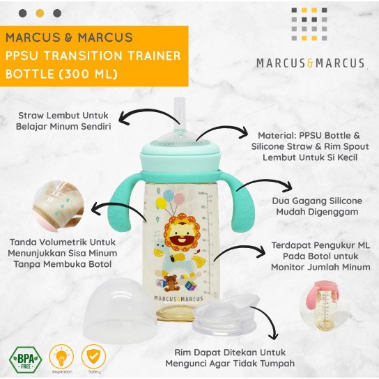 Marcus &amp; Marcus | PPSU Transition Trainer Bottle 300ml | Marcus Lion