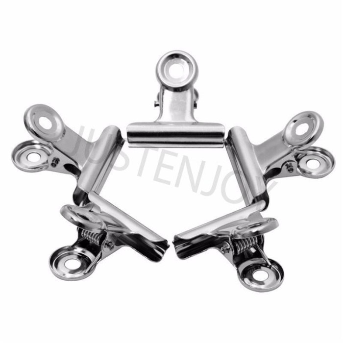 

Terlaris 10Pcs Klip Penjepit Kertas Mini Bentuk Bulldog Bahan Stainless Steel