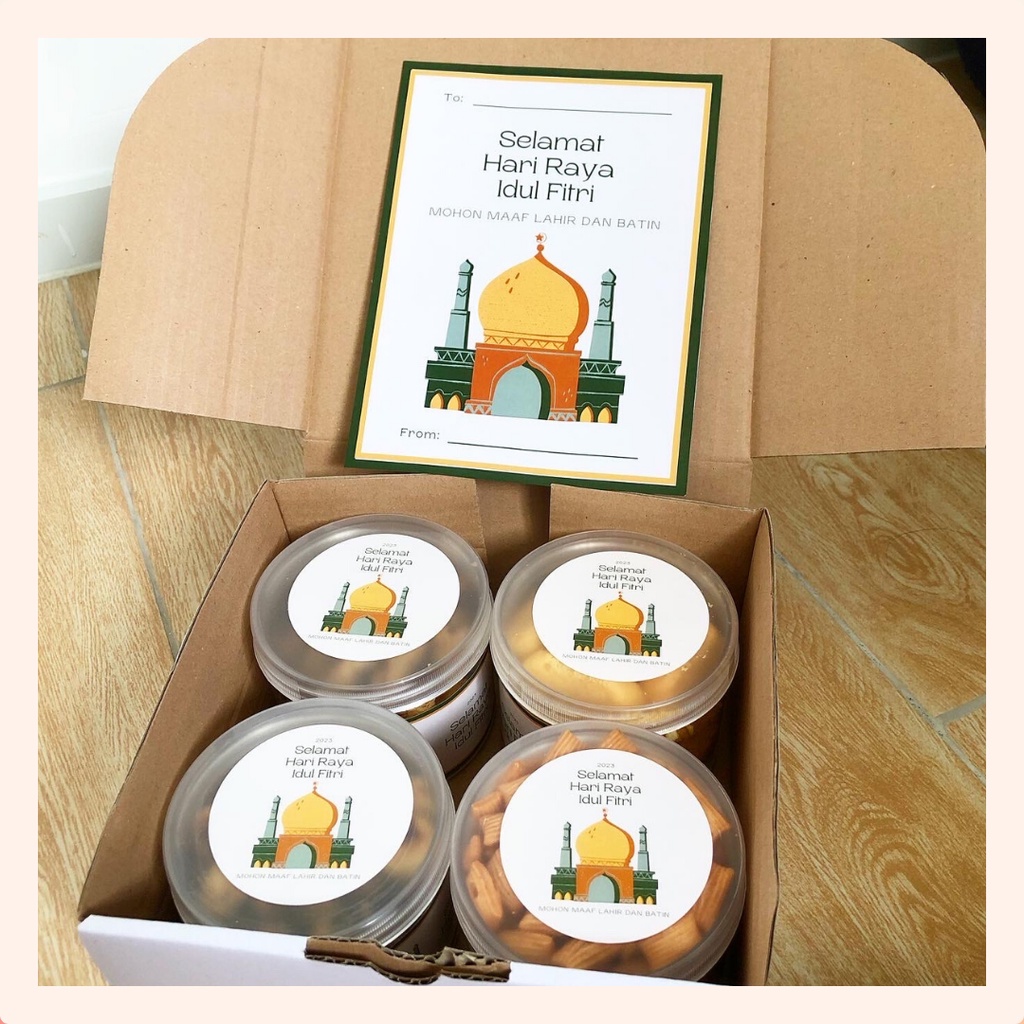 [DELISH SNACKS] Hampers Lebaran isi 4 toples (XL) / Bingkisan Parsel Parcel / Gift Box Makanan Tahun Baru Idul Fitri / Ramadhan Set Gift