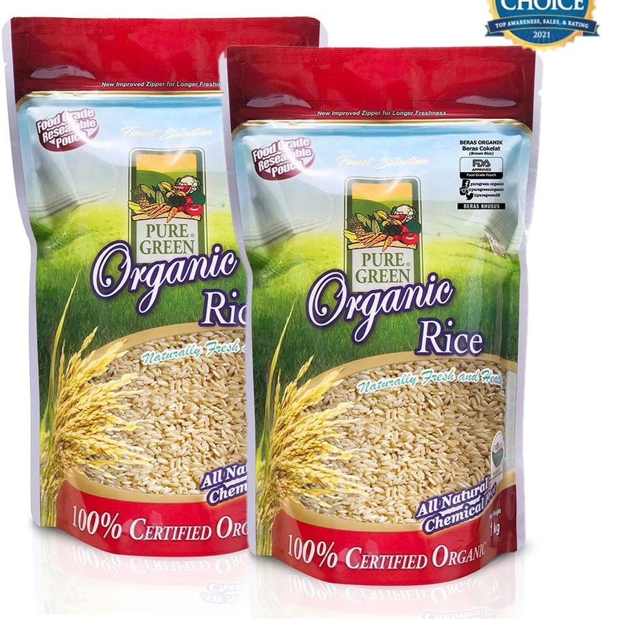 

✰ Puregreen Organic Rice Beras Organik Beras Coklat (Brown Rice) Paket 2 x 1 kg ℮