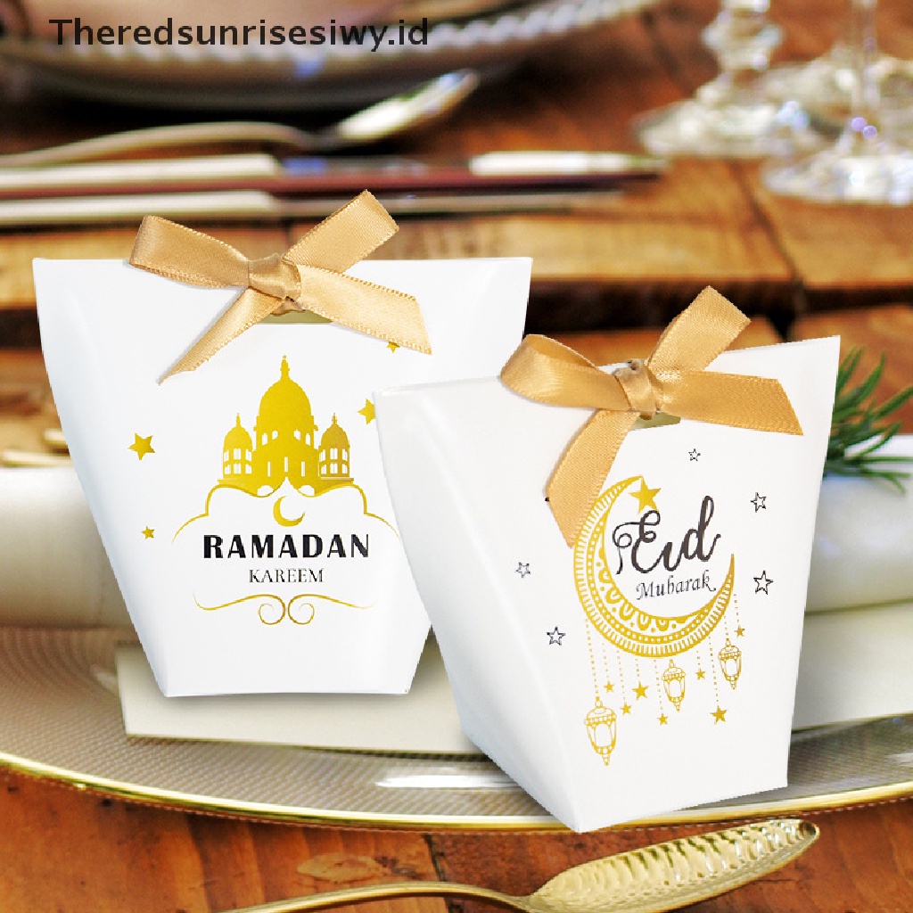 # Baju Lebaran # 10pcs Eid Mubarak Gift Box Ramadhan Kareem Candy Bags Dekorasi Festival Islami~