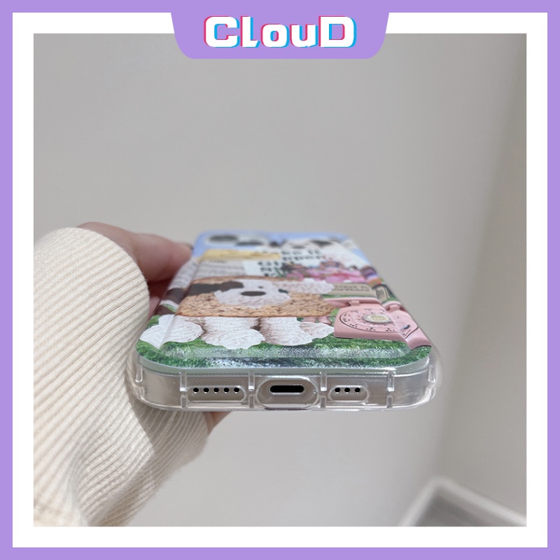 Kreatif Lucu Kartun Klip Art Dogs Case Kompatibel Untuk Iphone 7Plus XR 6 8 7 6s Plus X XS Max 13 11 12 14 Pro Max SE 2020 Pelindung Kamera Lembut TPU Shockproof Airbag Cover