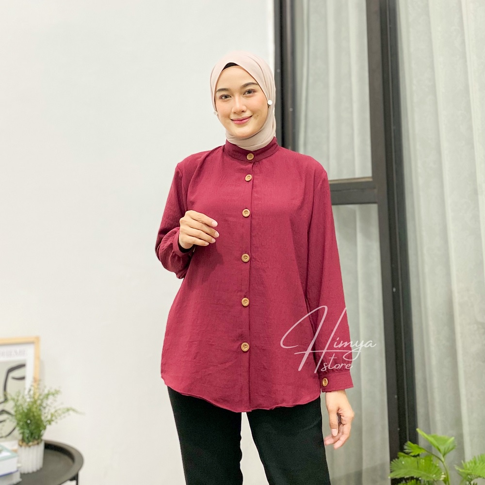 Kemeja Polos Wanita Big Size Ukuran S M L XL AIRFLOW CRINCLE Blouse