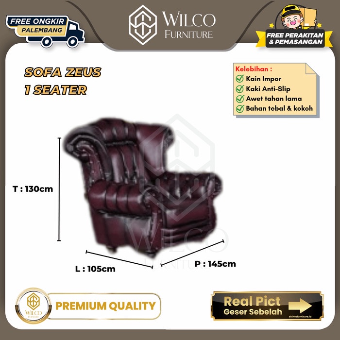 Sofa Titov Zeus 1 Seater / Sofa Ruang Tamu Custom / Sofa Mewah Empuk