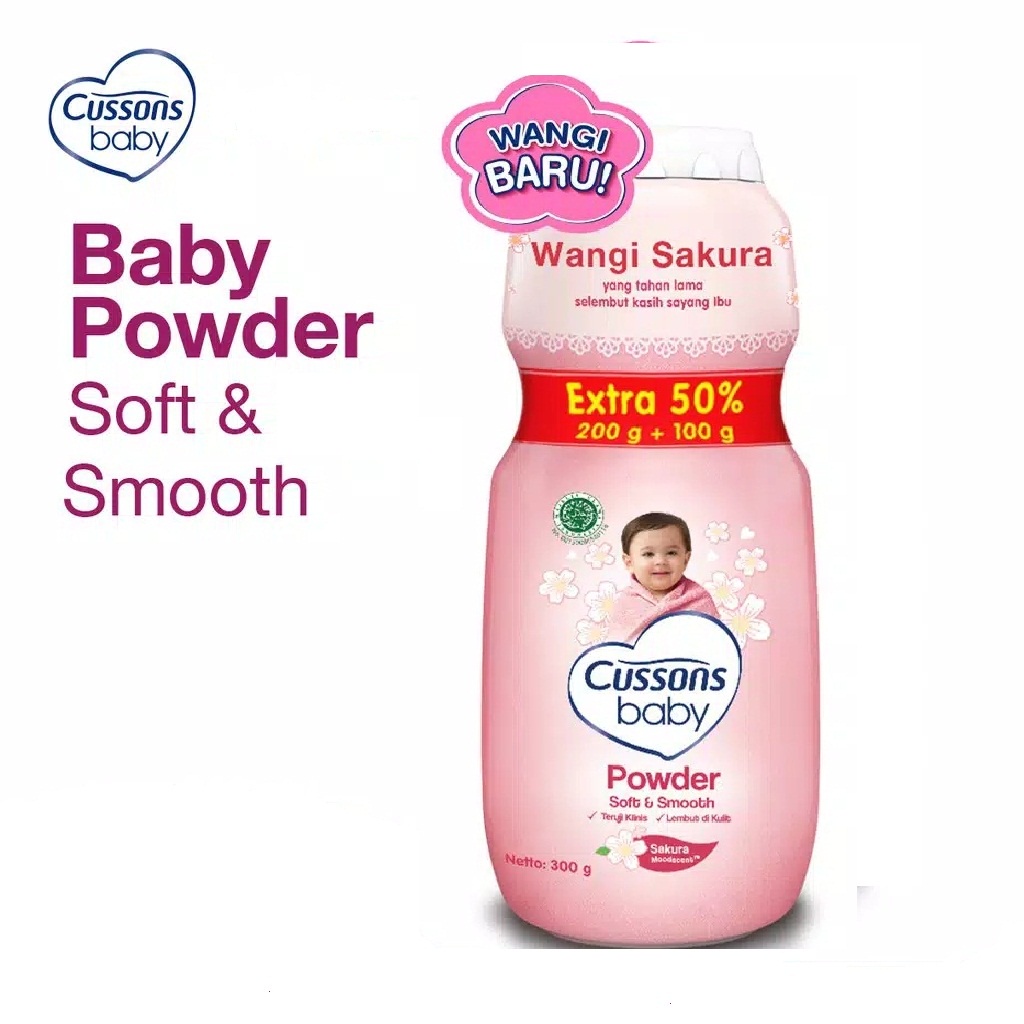 CUSSONS BABY POWDER SOFT AND SMOOTH SAKURA 300gr - Bedak Bayi