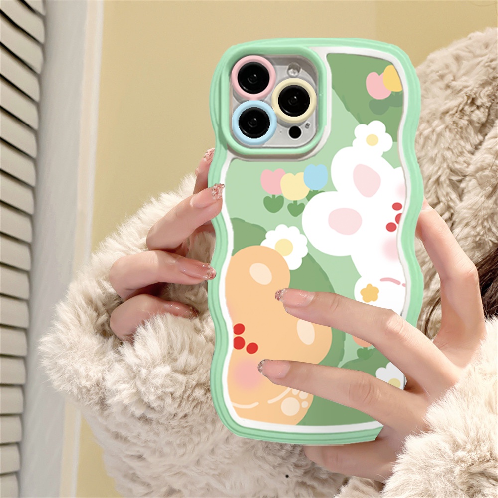 Soft case OPPO A17 A57 2022 A15 A16 A16K A54 A12 A5S A7 A94 A93 A3S A11k A53 A31 A52 A92 A37 F9 A1K A76 A36 5F A9 2020 Bear Rabbit Dan Graffiti Hamburger Wave Edge TPU Phone Cover