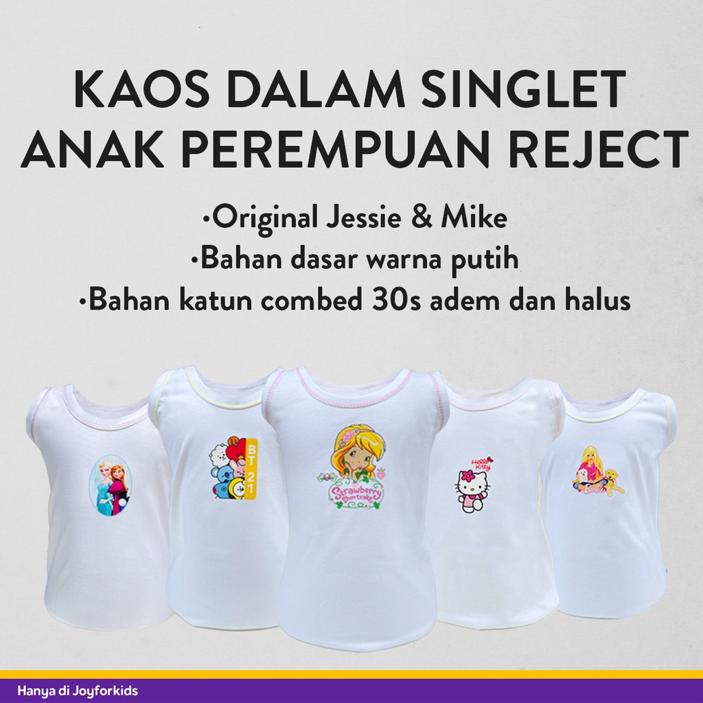 Kaos Dalam Singlet Anak Perempuan Jessie & Mike Reject Pabrik