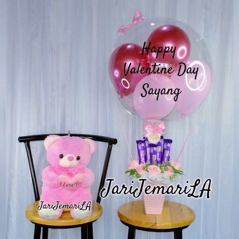BISA KIRIM HARI INI - bloombox, bucket balon coklat bunga dan boneka, hadiah valentine