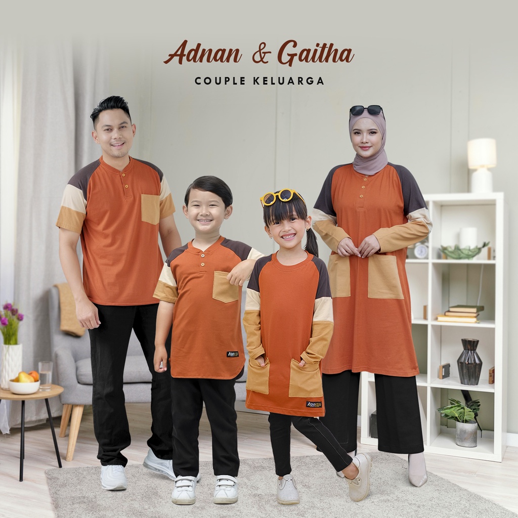 Baju Couple Keluarga Tunik Koko Kurta Baju Lebaran Bahan Kaos Combed 30s Premium Family Set Pakaian 