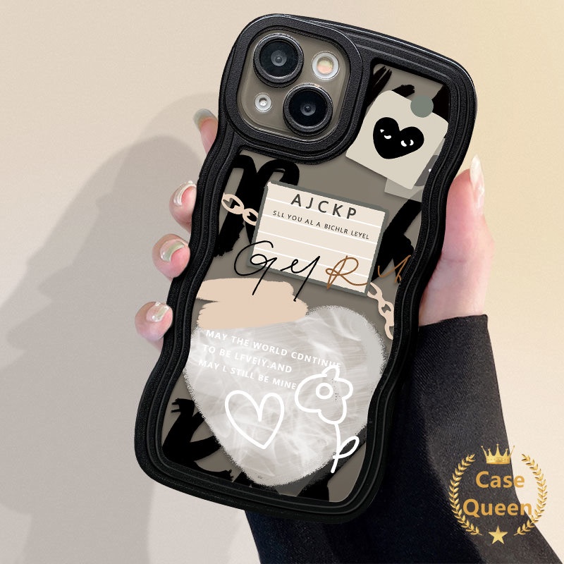 Graffiti Comme des Garcons Case OPPO A15 A54 A5 A9 A7 A74 A12 A16 A95 A17 A57 A16s A96 A5s A55 A76 A17K A77 A3s A16K A1k A77s A53 A52 Reno8 5F 7Z 6love Heart Wavy Edge Soft Sarung