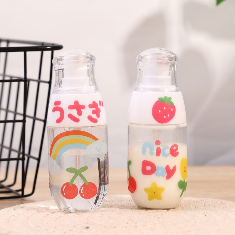 Botol Spray Isi Ulang Kosong Transparan Dengan Stiker Lucu Wadah Traveling Dan Outgoing Travel Size Bottles Lotion Sub-Botoltling Bottle Portable 50ml