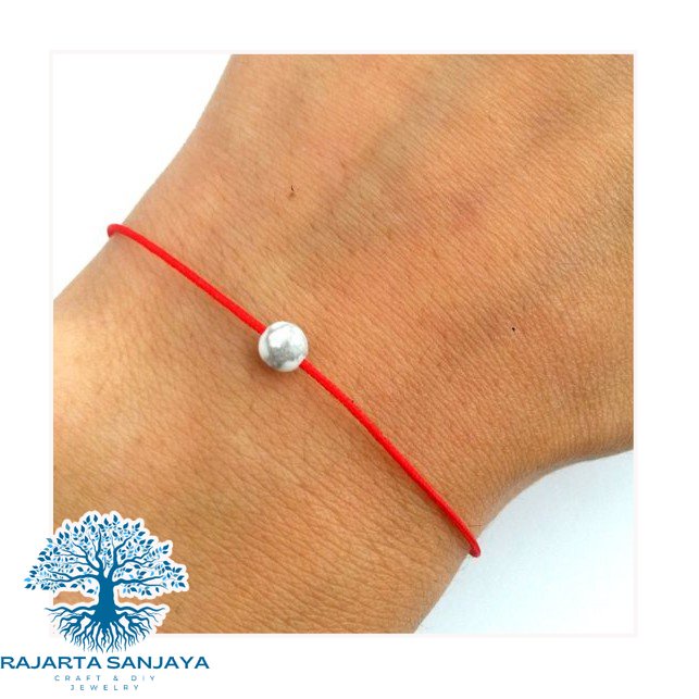 Gelang Minimalis White Howlite Men Red String