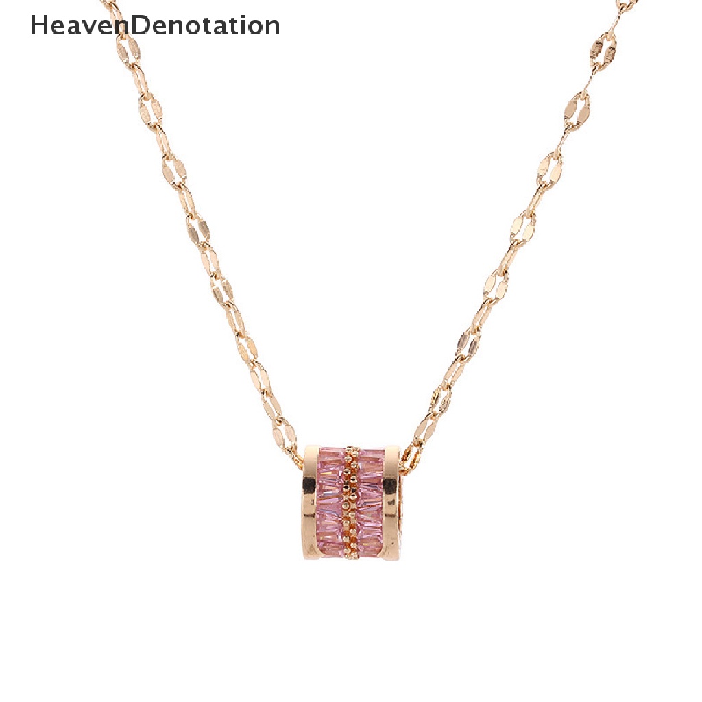 [HeavenDenotation] Fashion Lucu Beruntung Kristal Liontin Kalung Untuk Wanita Bulat Liontin Kalung Gaya Minimalis Perhiasan Pernikahan Klavikula Rantai Aksesoris HDV