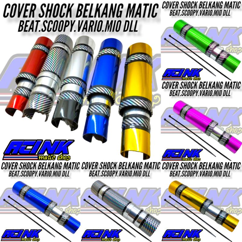 Cover Shock Belakang Variasi Carbon Hologram Pnp Motor Mio.Beat.Scoopy.Vario 125 150