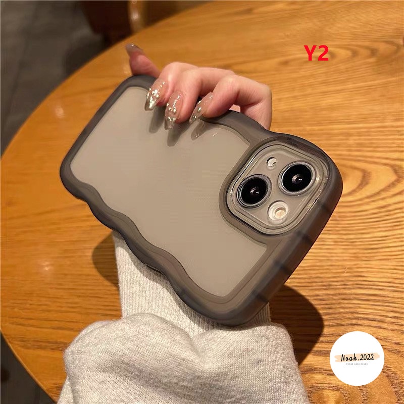 IPHONE Soft Case Mewah Sederhana Bergelombang Frame Phone Case Kompatibel Untuk Iphone14 13 12 11 Pro Max 6 6s 78 Plus XR X XS Max SE 2020 Transparan TPU Shockproof Clear Cover