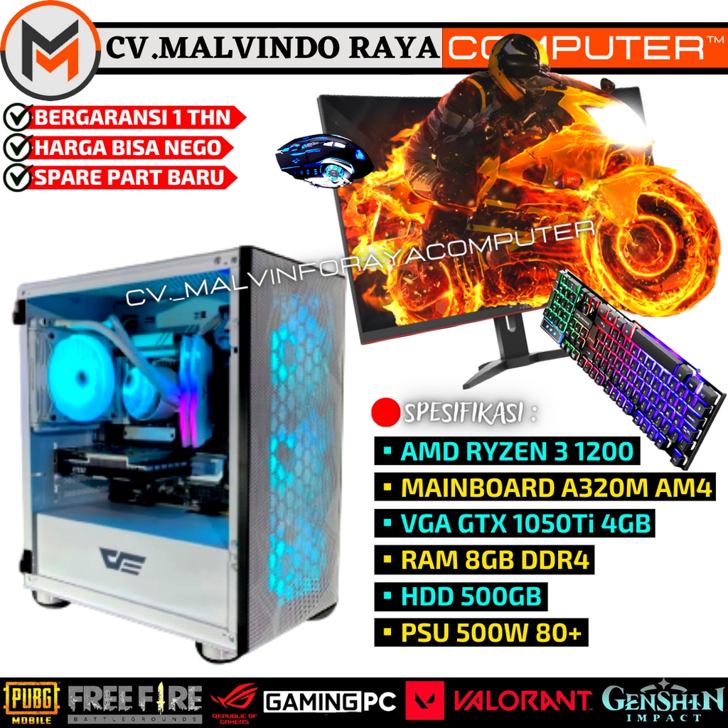 Pc Gaming Rakitan Ful set Ryzen 3 Vga Gtx 4Gb Ram 8Gb Hdd 500Gb Siap Pakai