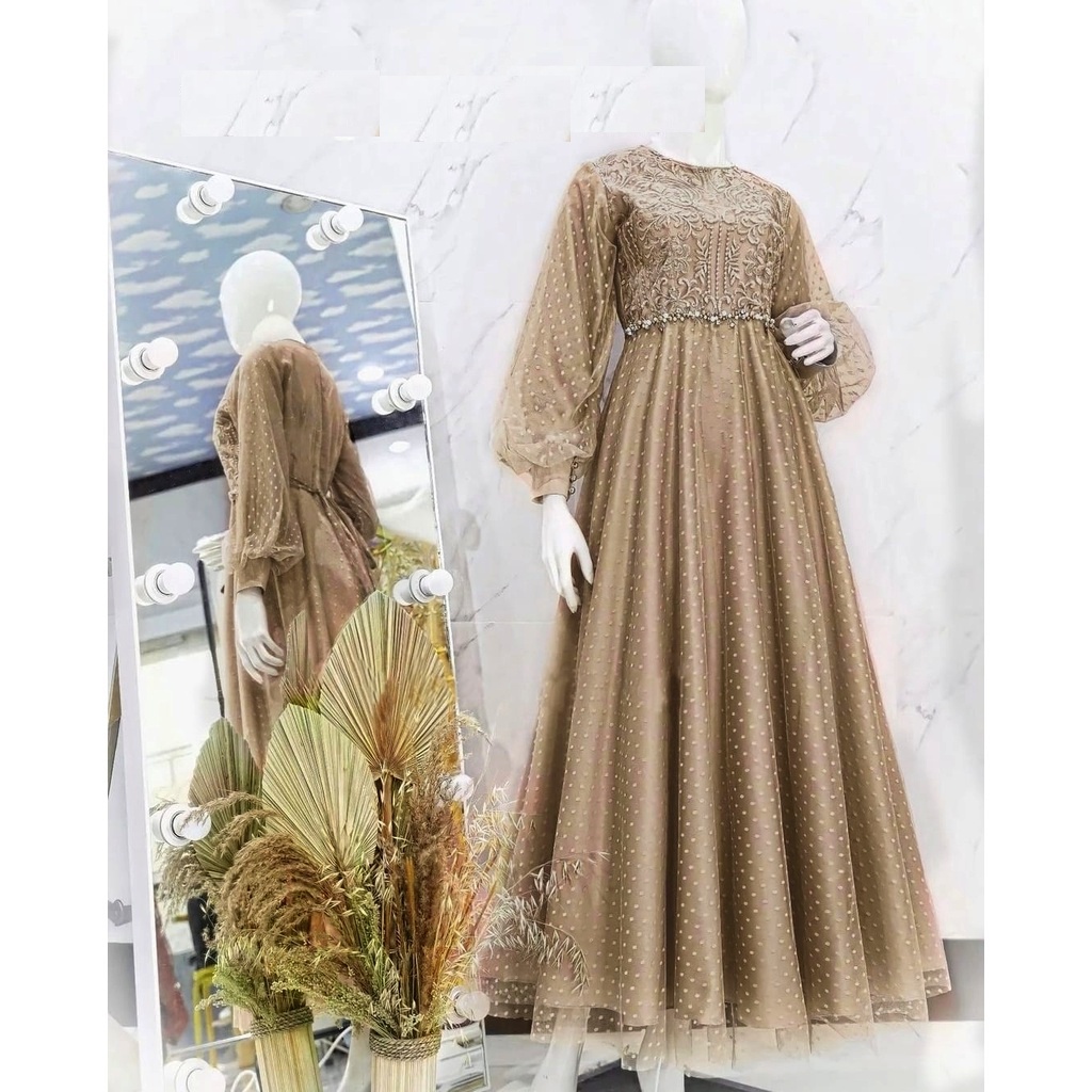 Dress / Gamis Edisi Lebaran Kondangan Coksu Mocca Milo Jumbo Realpic 2XL XXL Mewah Kekinian LD 120 1