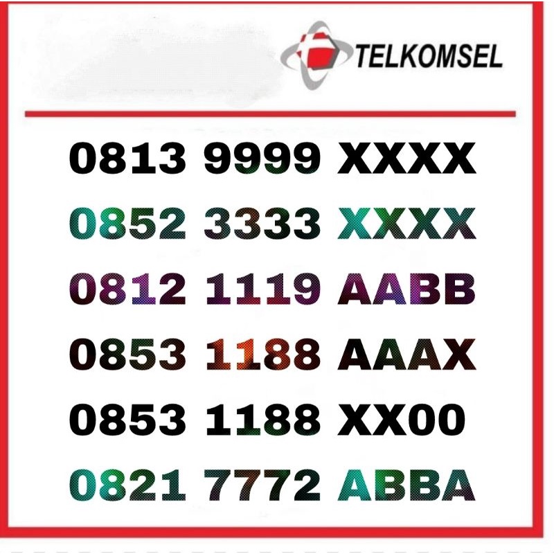 Nomor cantik telkomsel, kartu cantik telkomsel triple, kwartet