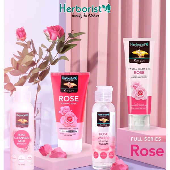 HERBORIST Rose Water | Cleansing Milk 100ml | Facial Wash Gel | Sleeping Mask 80gr