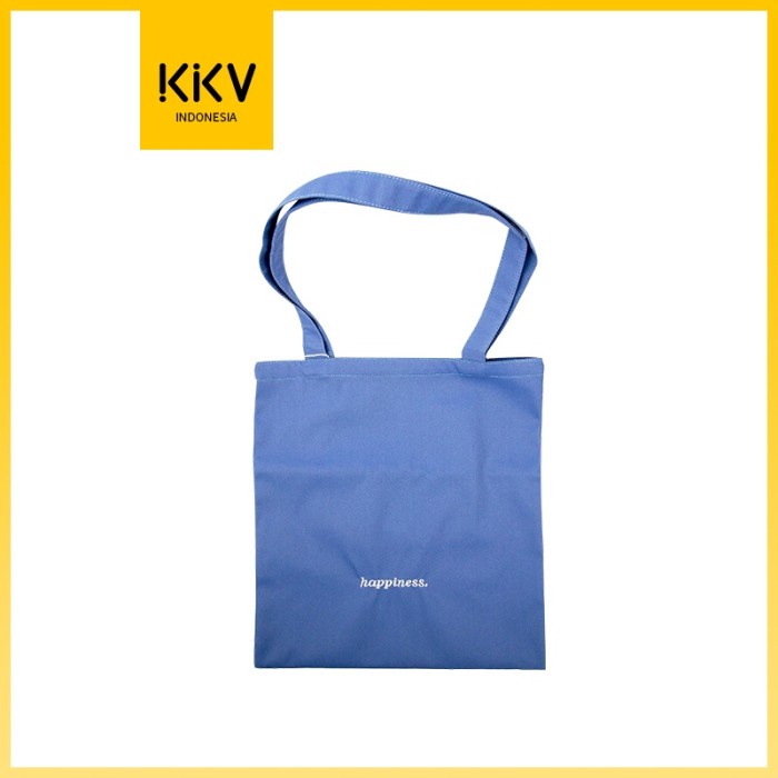 Tote Bag Resleting KKV Kanvas Premium Warna Size Besar Bordir Hapinness blue BEST SELLER T1P7 NEW TE